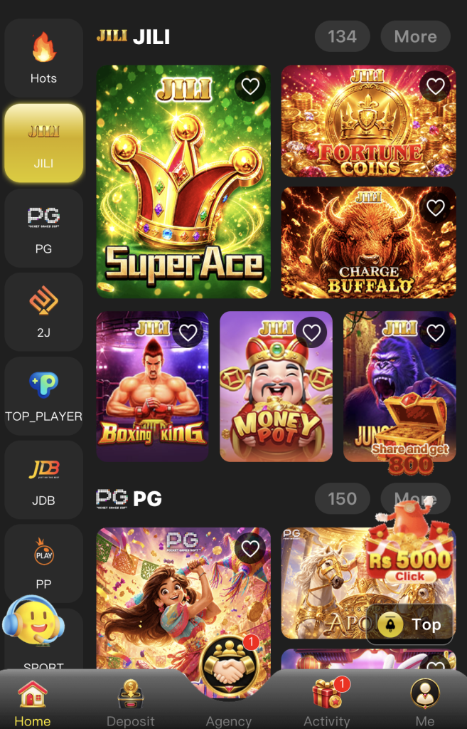 3R3R Game JILI slot games lobby including SuperAce and Fortune Coins Pakistan