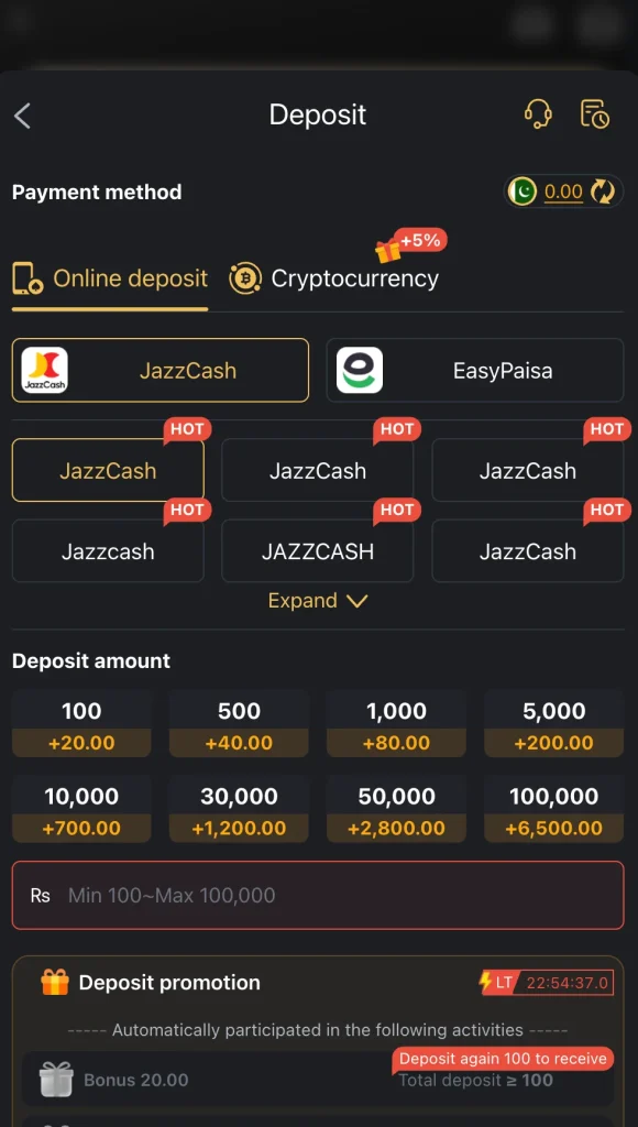 M999 withdrawal receiving accounts JazzCash Easypaisa Bank crypto in Pakistan
