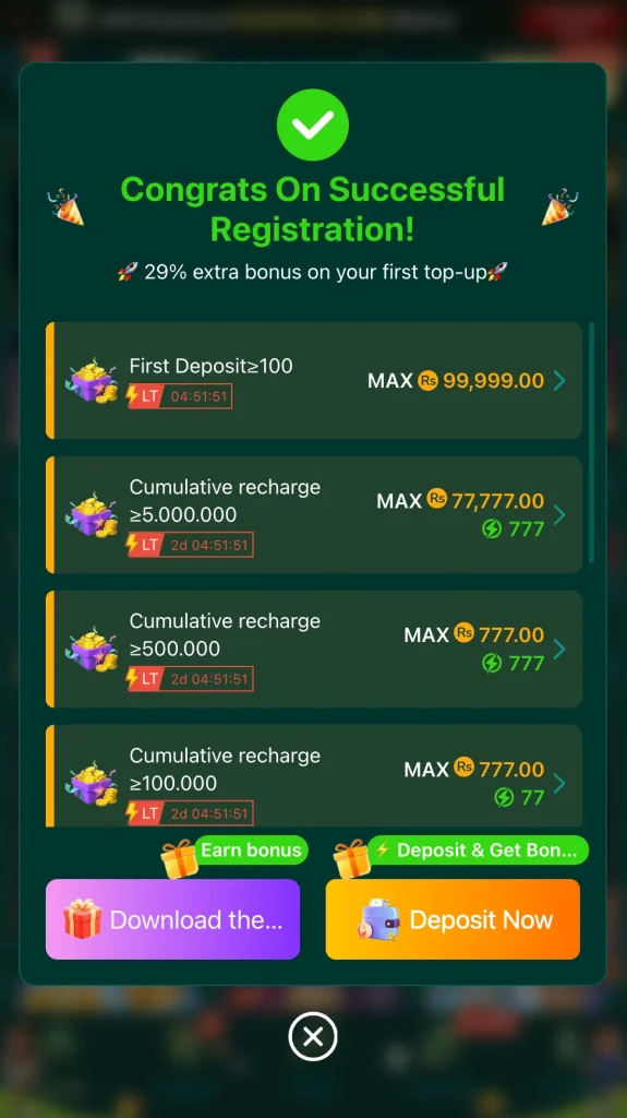EQ668 game promotions home screen with agent wage in Pakistan