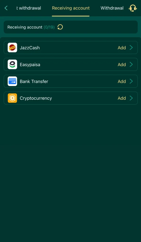 EQ668 withdrawal receiving accounts JazzCash EasyPaisa bank crypto